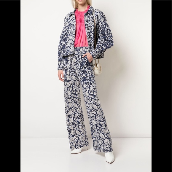 Ulla Johnson Jeans High Waist Floral Blue White Greer US 2 - Picture 2 of 12